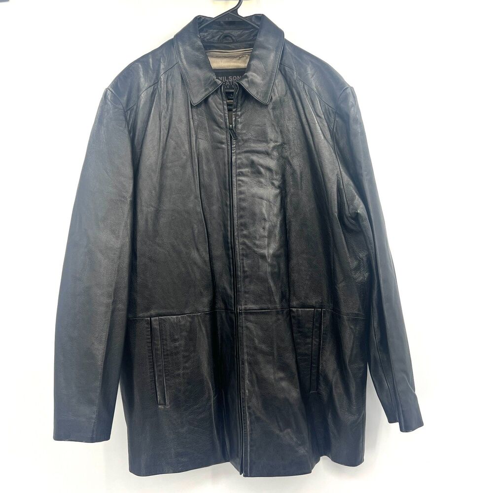 Wilsons Leather Pelle Studio Mens L Black Leather Jacket Thinsulate Zip Coat